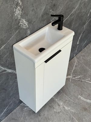 ICALA-500 Floor Standing Cabinet &amp; Basin with black handle &amp; legs.