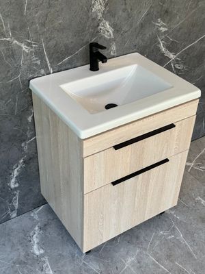 TAO-600 Floor Standing Cabinet &amp; Basin with black handles &amp; legs.