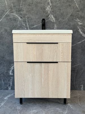 TAO-600 Floor Standing Cabinet &amp; Basin with black handles &amp; legs.