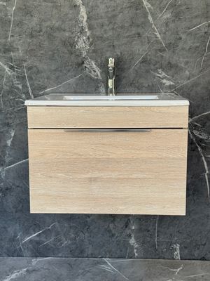 KUDO-600 Wall Mounted Cabinet &amp; Basin with silver handle.