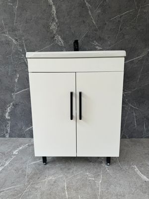 GEZA-600 Floor Standing Cabinet &amp; Basin with black handles &amp; feet.
