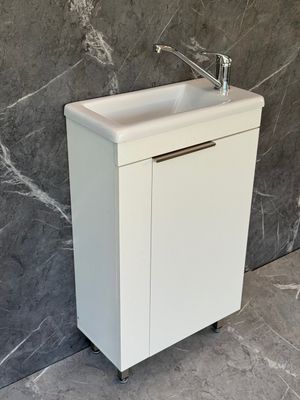 ICALA-500 Floor Standing Cabinet &amp; Basin with silver handle &amp; legs.