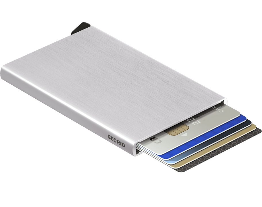 Secrid Cardprotector Custodia per Carte di Credito in Alluminio Linea Slim Brushed Silver Protezione RFID Contactless Contiene 4 Carte in Rilievo o 6 Carte Lisce