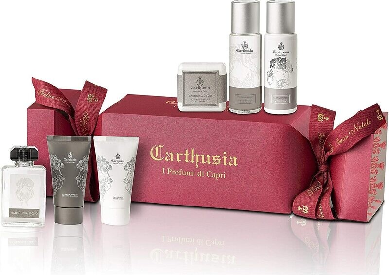 Carthusia • Confezione Regalo Uomo • 25 ml EDP + 50 ml Bagnodoccia + 50 ml Crema Corpo + Sapone Bagno 30 gr + Dopo Barba 25 ml +  Fluido da Rasatura 25 ml