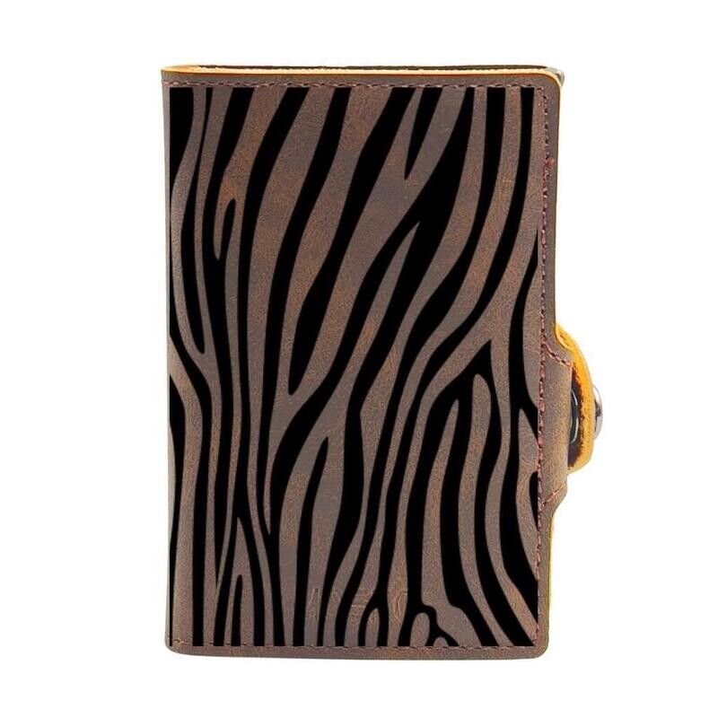 Portafoglio • Moero • Animal Zebra Brown • Protezione RFID per carte Contactless • in Vera Pelle • Contiene fino a 13 Carte
