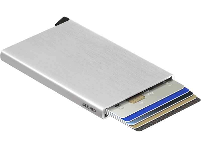 Secrid Cardprotector Custodia per Carte di Credito in Alluminio Linea Slim Brushed Silver Protezione RFID Contactless Contiene 4 Carte in Rilievo o 6 Carte Lisce