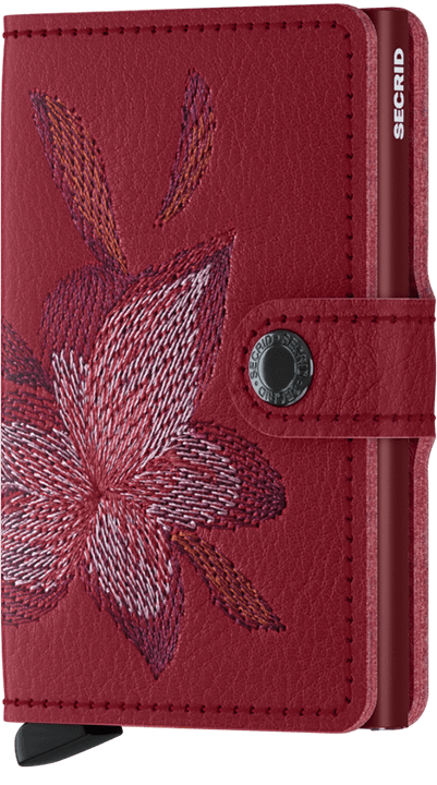 Secrid Miniwallet Stitch Magnolia Rosso Porta Carte di Credito Portafoglio RFID Pelle 6,5 cm