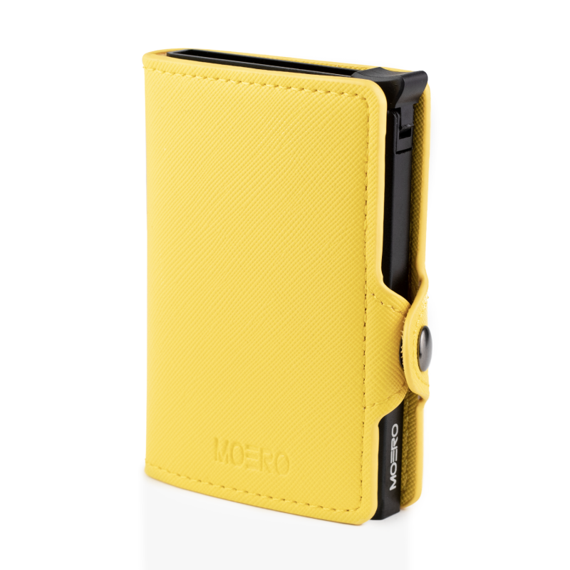 Portafoglio • Moero Saffiano Yellow • Protezione RFID per carte Contactless • in Vera Pelle • Contiene fino a 13 Carte