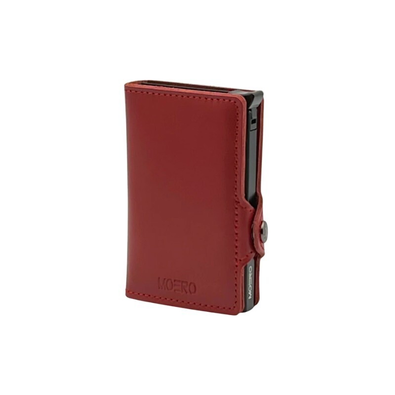Portafoglio • Moero • Prestige Oil Wax Red Zip • Protezione RFID per carte Contactless • in Vera Pelle • Contiene fino a 13 Carte