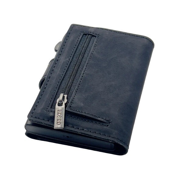 Portafoglio • Moero • Plus Vintage Black Zip Nero • Protezione RFID per carte Contactless • Contiene fino a 13 Carte