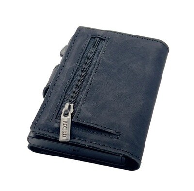 Portafoglio • Moero • Plus Vintage Black Zip Nero • Protezione RFID per carte Contactless • Contiene fino a 13 Carte