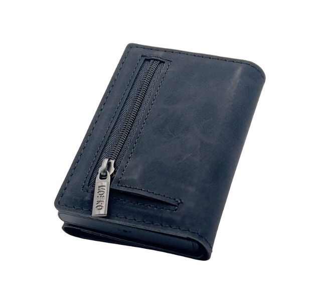 Portafoglio • Moero • Pro Vintage Black Zip • Protezione RFID per carte Contactless • in Vera Pelle • Contiene fino a 9 Carte