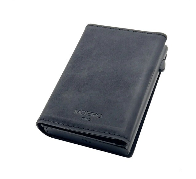 Portafoglio • Moero • Pro Vintage Black • Protezione RFID per carte Contactless • in Vera Pelle • Contiene fino a 9 Carte