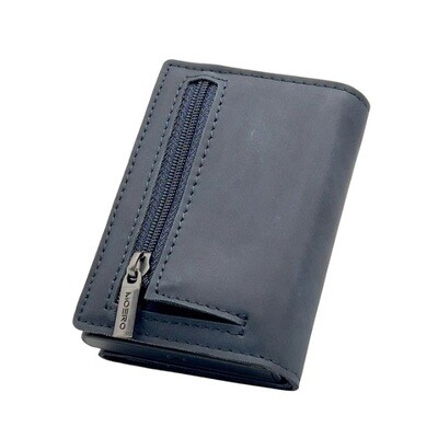 Portafoglio • Moero • Pro Vintage Blue Zip • Protezione RFID per carte Contactless • in Vera Pelle • Contiene fino a 9 Carte