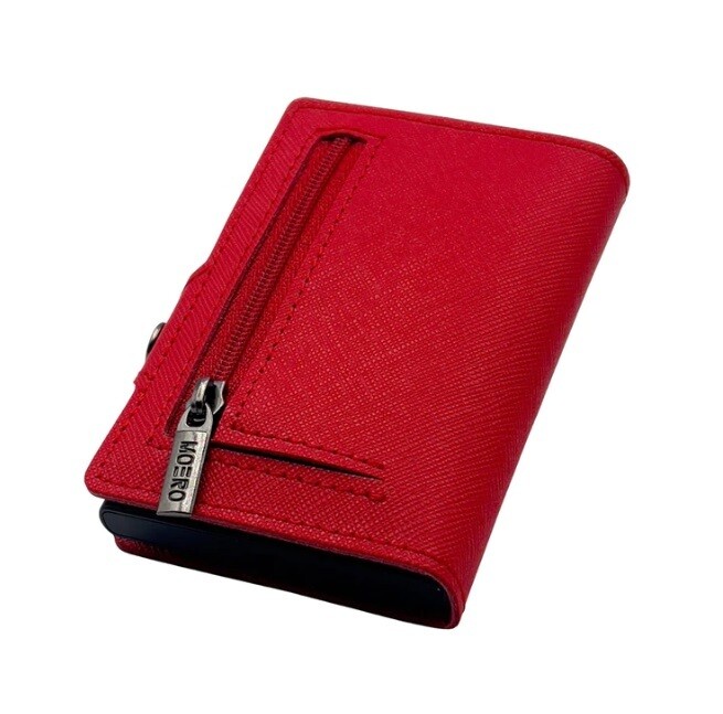 Portafoglio • Moero • Saffiano Red Zip Rosso • Protezione RFID per carte Contactless • in Vera Pelle • Contiene fino a 13 Carte