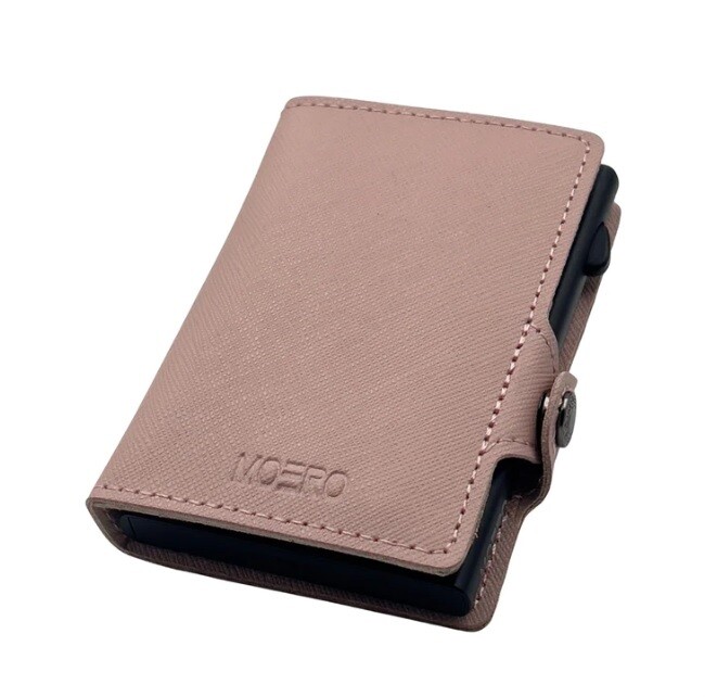 Portafoglio • Moero Saffiano Pink Zip Rosa • Protezione RFID per carte Contactless • in Vera Pelle • Contiene fino a 12 Carte