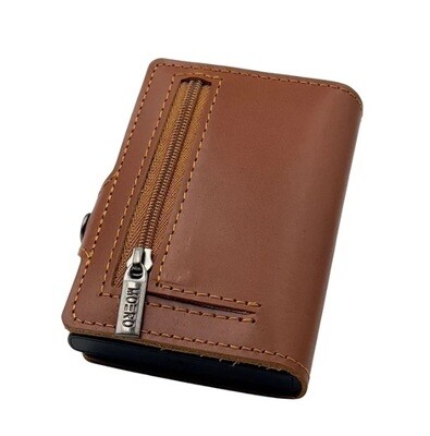 Portafoglio • Moero • Prestige Brown Zip • Protezione RFID per carte Contactless • in Vera Pelle • Contiene fino a 12 Carte