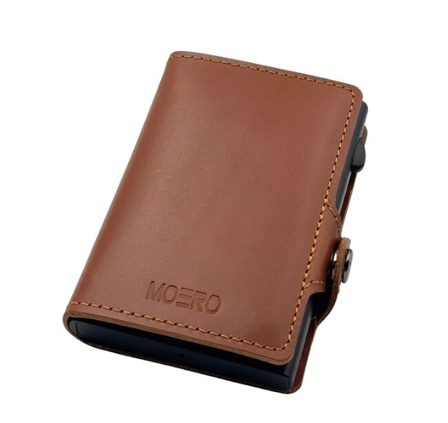 Portafoglio • Moero • Prestige Brown Zip • Protezione RFID per carte Contactless • in Vera Pelle • Contiene fino a 12 Carte