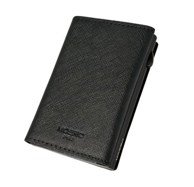 Portafoglio • Moero • Pro Saffiano Black Zip • Protezione RFID per carte Contactless • in Vera Pelle • Contiene fino a 10 Carte
