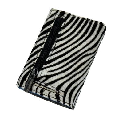 Portafoglio • Moero • Pro Animalier Zebra Zip • Protezione RFID per carte Contactless • in Vera Pelle • Contiene fino a 9 Carte