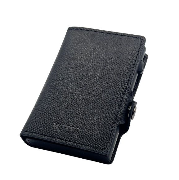 Portafoglio • Moero • Saffiano Black • Protezione RFID per carte Contactless • in Vera Pelle • Contiene fino a 9 Carte
