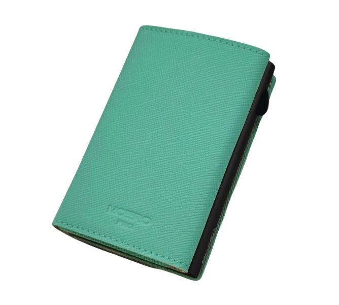 Portafoglio • Moero • Pro Saffiano Acquamarina Zip • Protezione RFID per carte Contactless • in Vera Pelle • Contiene fino a 9 Carte