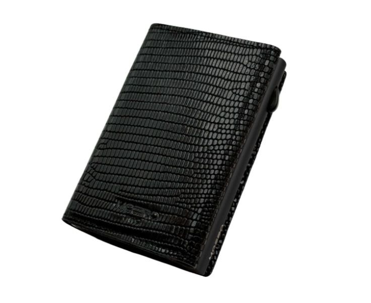 Portafoglio • Moero • Pro Snake Black Zip • Protezione RFID per carte Contactless • in Vera Pelle • Contiene fino a 9 Carte