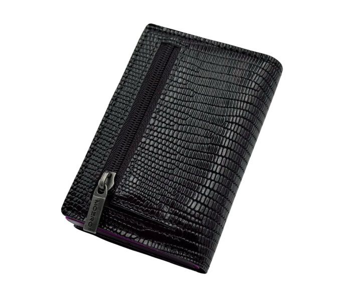Portafoglio • Moero • Pro Snake Black Zip • Protezione RFID per carte Contactless • in Vera Pelle • Contiene fino a 9 Carte