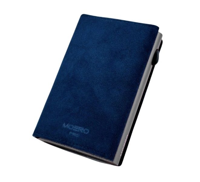 Portafoglio • Moero • Pro Alcantara Blue Zip • Protezione RFID per carte Contactless • Contiene fino a 9 Carte