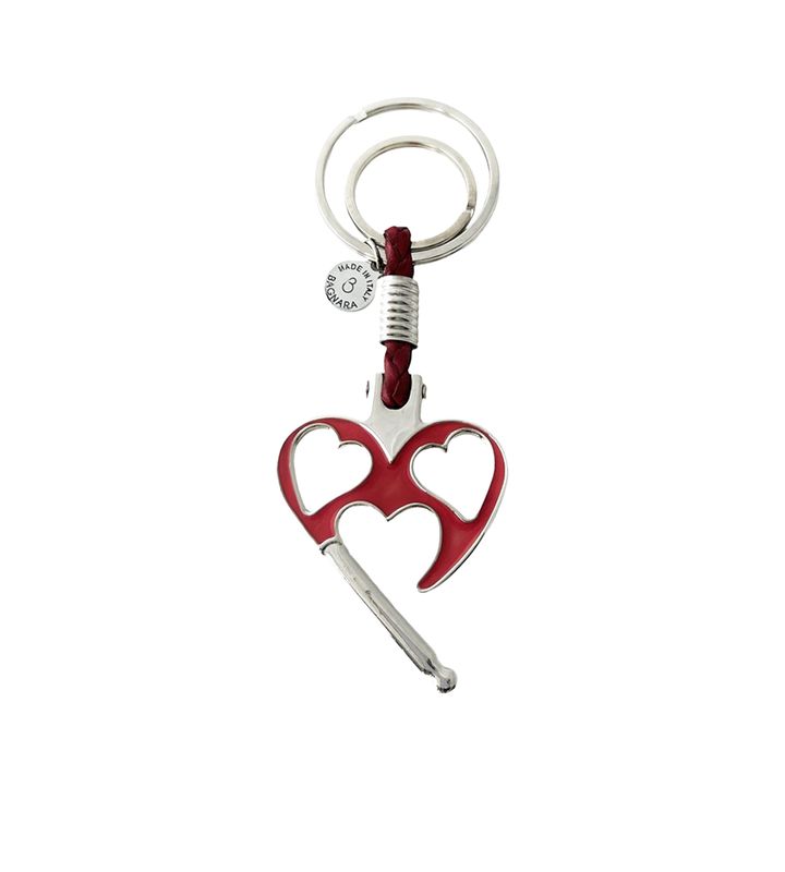Bagnara Portachiavi Personalizzabile Pelle Cuore Smaltato