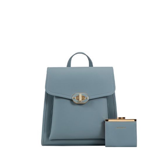 Chrisbella Borsa Zainetto Donna Con Portafoglio Blu Polvere