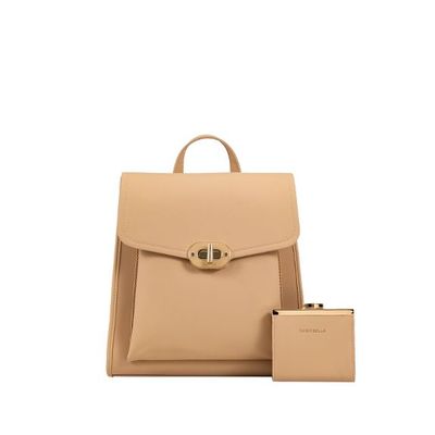 Chrisbella Borsa Zainetto Donna Con Portafoglio Beige