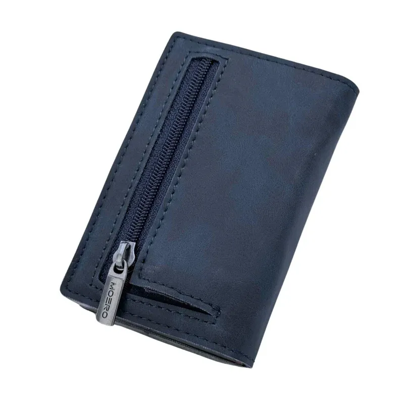 Portafoglio • Moero • Pro Vintage Blue Zip • Protezione RFID per carte Contactless • in Vera Pelle • Contiene fino a 9 Carte Portafoglio • Moero • Pro Vintage Blue Zip • Protezione RFID per carte Contactless • in Vera Pelle • Contiene fino a 9 Carte