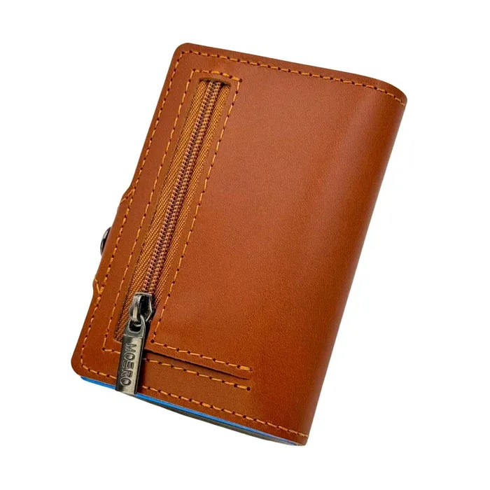 Portafoglio • Moero • Pro Prestige Brown Zip • Protezione RFID per carte Contactless • in Vera Pelle • Contiene fino a 12 Carte