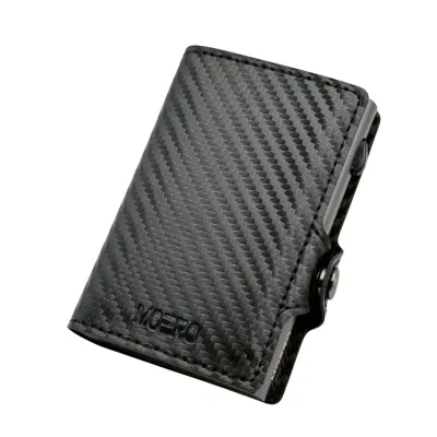 Portafoglio • Moero • Carbon Black Zip Nero • Protezione RFID per carte Contactless • Struttura in Carbonio con interni in Pelle