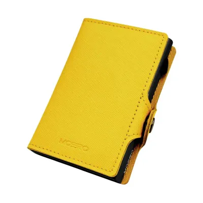 Portafoglio • Moero Saffiano Yellow Zip • Protezione RFID per carte Contactless • in Vera Pelle • Contiene fino a 13 Carte
