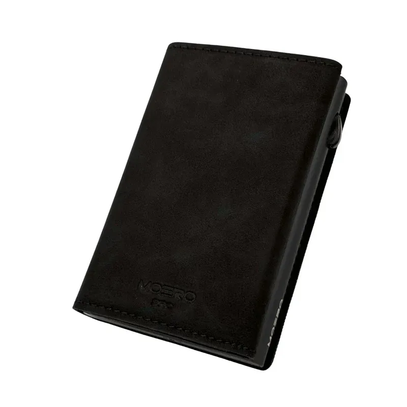 Portafoglio • Moero • Pro Vintage Black • Protezione RFID per carte Contactless • in Vera Pelle • Contiene fino a 9 Carte