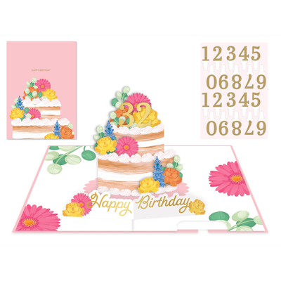 Origamo Biglietto Auguri Popup Kirigami Fatto A Mano Happy Birthday Flowers KPC09