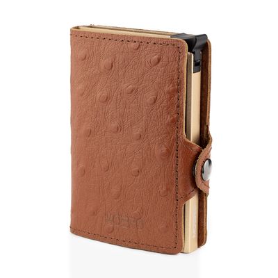 Portafoglio • Moero • Ostrich Brown • Protezione RFID per carte Contactless • Struttura in Carbonio con interni in Pelle • Contiene fino a 12 Carte