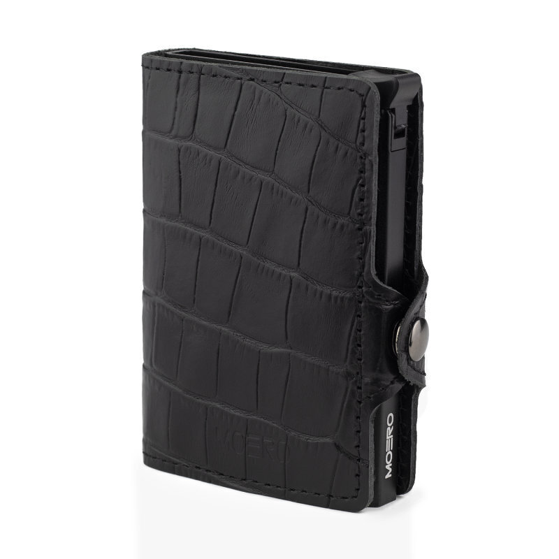 Portafoglio • Moero • Coccodrillo Black • Protezione RFID per carte Contactless • in Vera Pelle • Contiene fino a 13 Carte