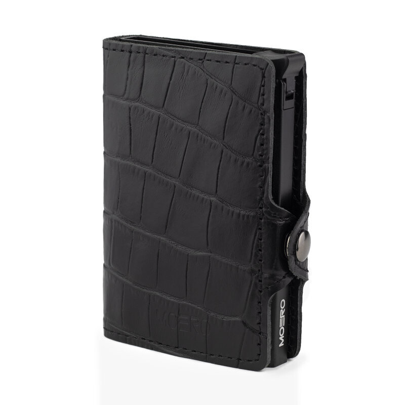 Portafoglio • Moero • Coccodrillo Black • Protezione RFID per carte Contactless • in Vera Pelle • Contiene fino a 13 Carte