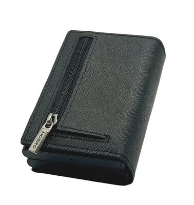 Portafoglio • Moero • Pro Dual Saffiano Black Zip Nero • Protezione RFID per carte Contactless • in Vera Pelle • Contiene fino a 15 Carte