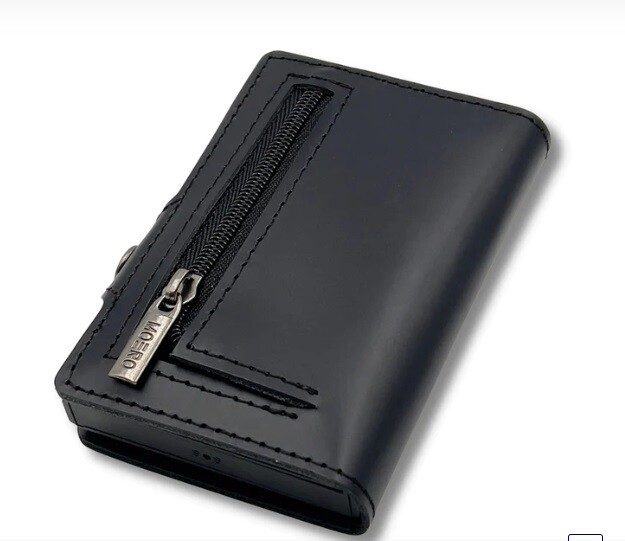 Portafoglio • Moero • Prestige Black Zip • Protezione RFID per carte Contactless • in Vera Pelle • Contiene fino a 13 Carte