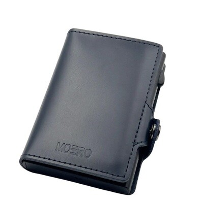 Portafoglio • Moero • Prestige Blue Zip • Protezione RFID per carte Contactless • in Vera Pelle • Contiene fino a 13 Carte