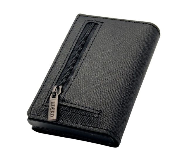 Portafoglio • Moero • Pro Saffiano Black Zip • Protezione RFID per carte Contactless • in Vera Pelle • Contiene fino a 10 Carte