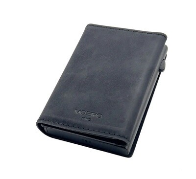 Portafoglio • Moero • Pro Vintage Black Zip • Protezione RFID per carte Contactless • in Vera Pelle • Contiene fino a 9 Carte