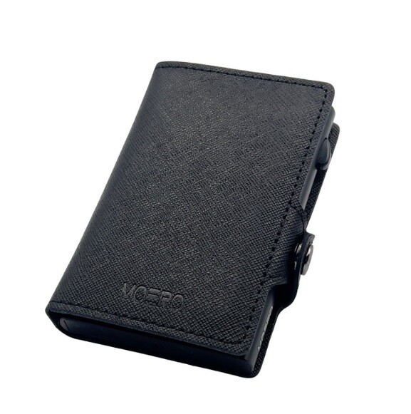 Portafoglio • Moero • Saffiano Black Zip Nero • Protezione RFID per carte Contactless • in Vera Pelle • Contiene fino a 13 Carte