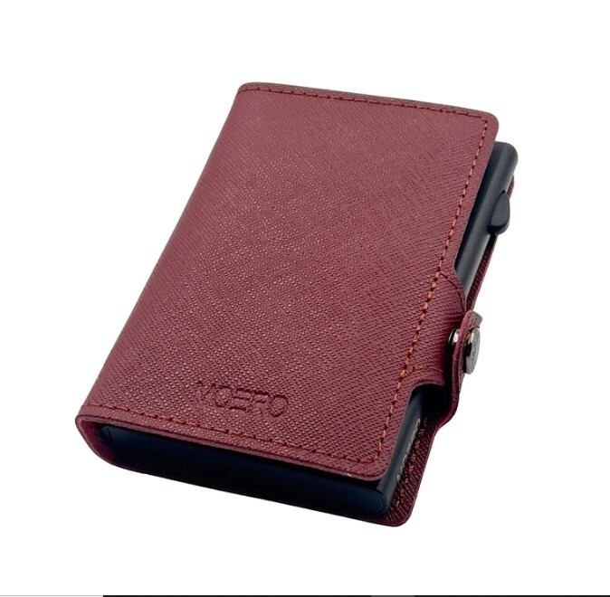 Portafoglio • Moero • Saffiano Bordeaux Zip • Protezione RFID per carte Contactless • in Vera Pelle • Contiene fino a 13 Carte