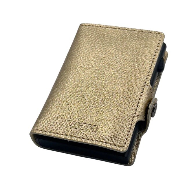 Portafoglio • Moero • Saffiano Gold Zip Oro • Protezione RFID per carte Contactless • in Vera Pelle • Contiene fino a 13 Carte