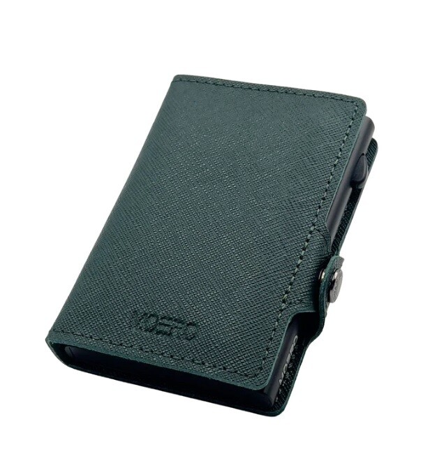 Portafoglio • Moero • Saffiano Green Zip • Protezione RFID per carte Contactless • in Vera Pelle • Contiene fino a 13 Carte